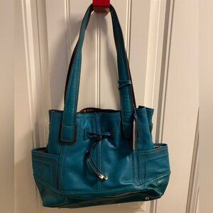 Tignanello Leather Purse Turquoise Teal Blue Handbag Shoulder Bag